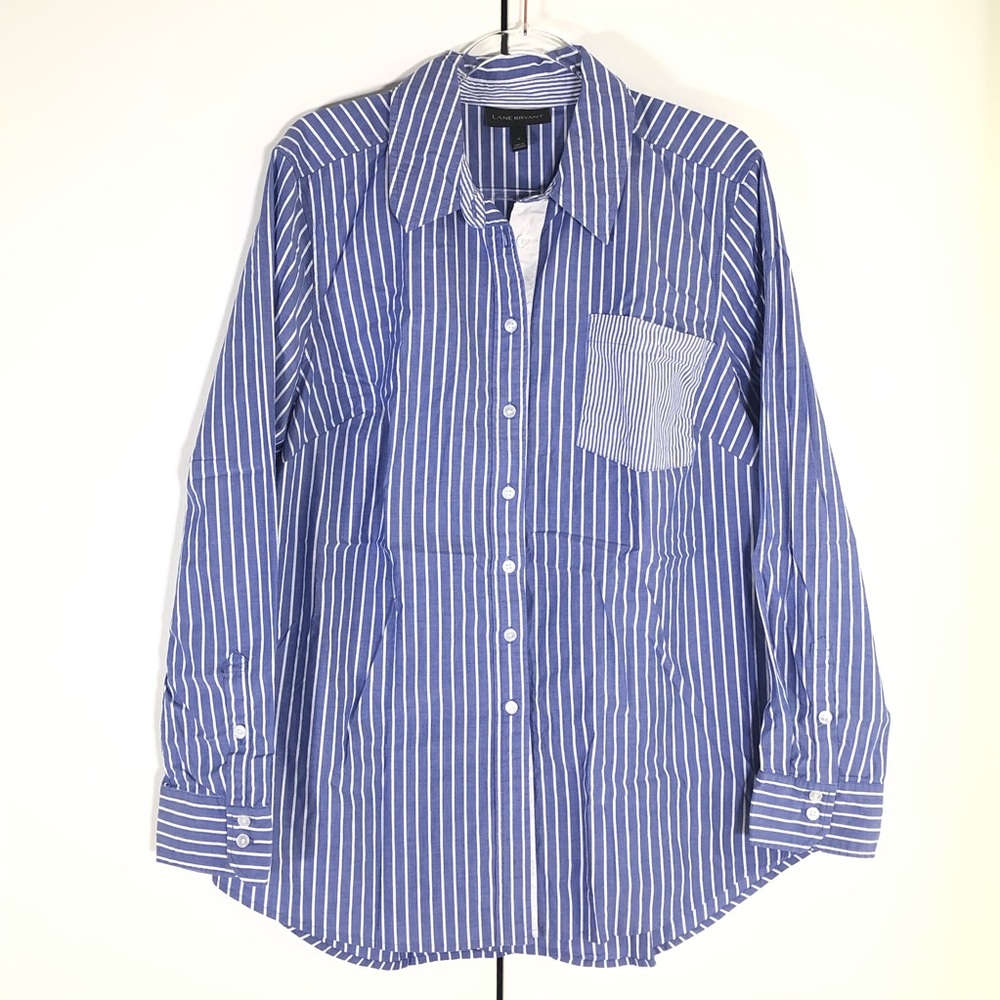 Lane Bryant button up blue top size 14